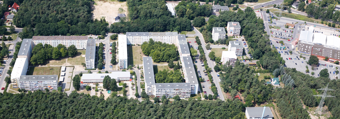 Luftaufnahme vom Wohngebiet "Am Marienberg" der WBG "Aufbau Strausberg