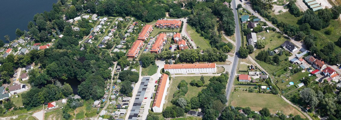 Luftaufnahme vom Wohngebiet "Lindenweg in Hennickendorf" der WBG "Aufbau Strausberg