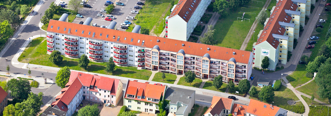 Luftaufnahme vom Wohngebiet "Müncheberger Straße" der WBG "Aufbau Strausberg