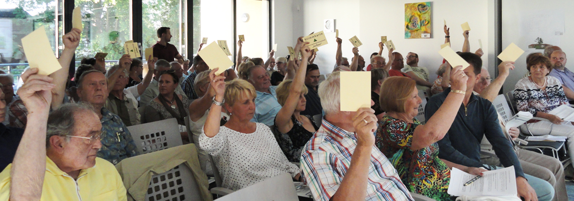 Abstimmung auf der Vertreterversammlung bei der WBG "Aufbau" Strausberg