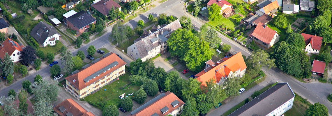 Luftaufnahme vom Wohngebiet Schillerstraße/Friedrich-Ebert-Straße