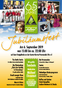 WBG "Aufbau" Strausberg: Plakat zum Jubiläumsfest am 6. September 2019